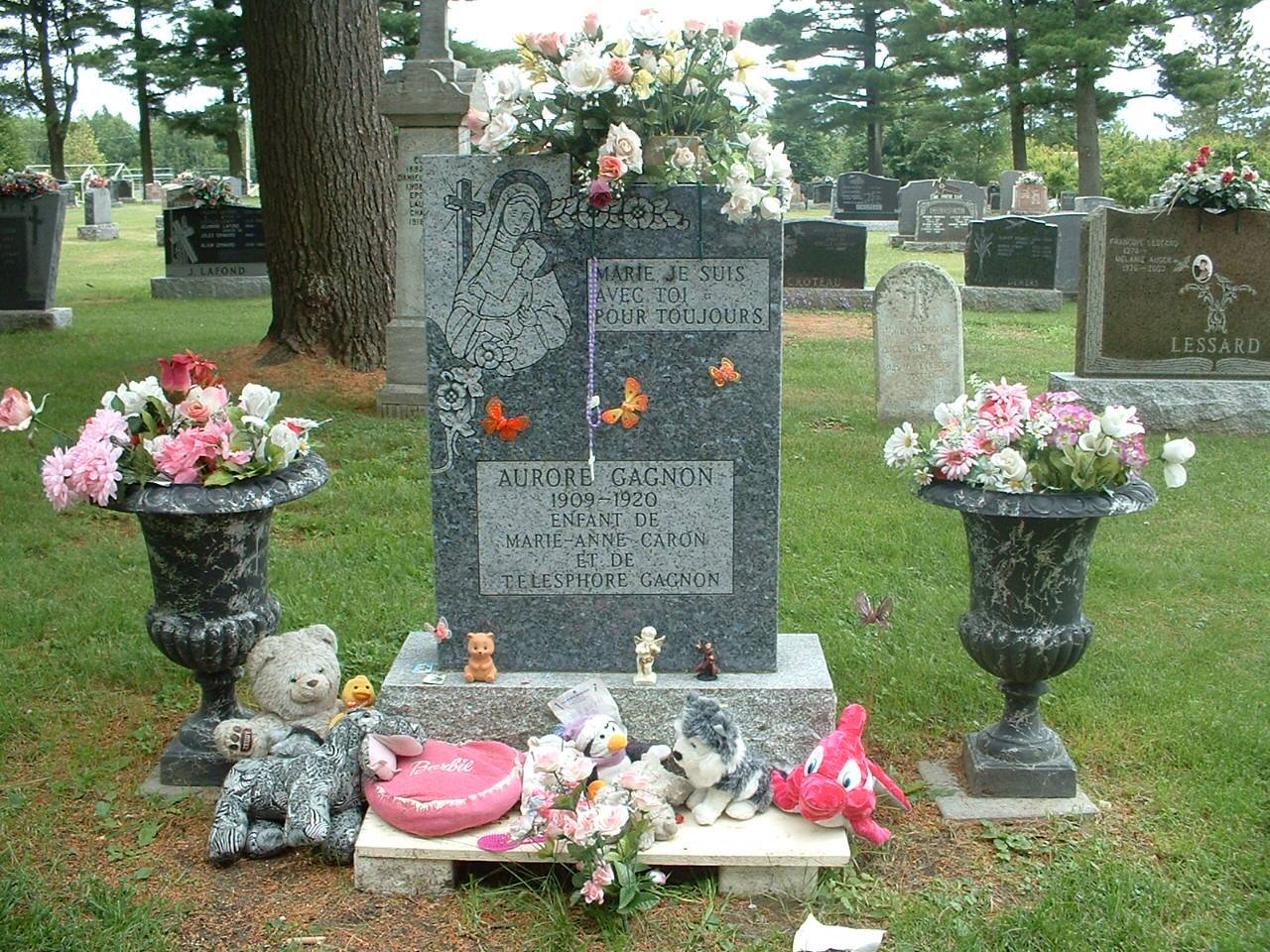 Fortierville Cemetery — Aurore Gagnon Tombstone
