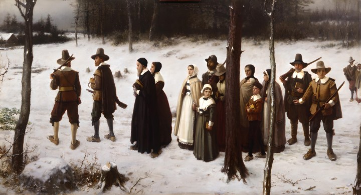 Pilgrims Going To Church by George Henry Boughton